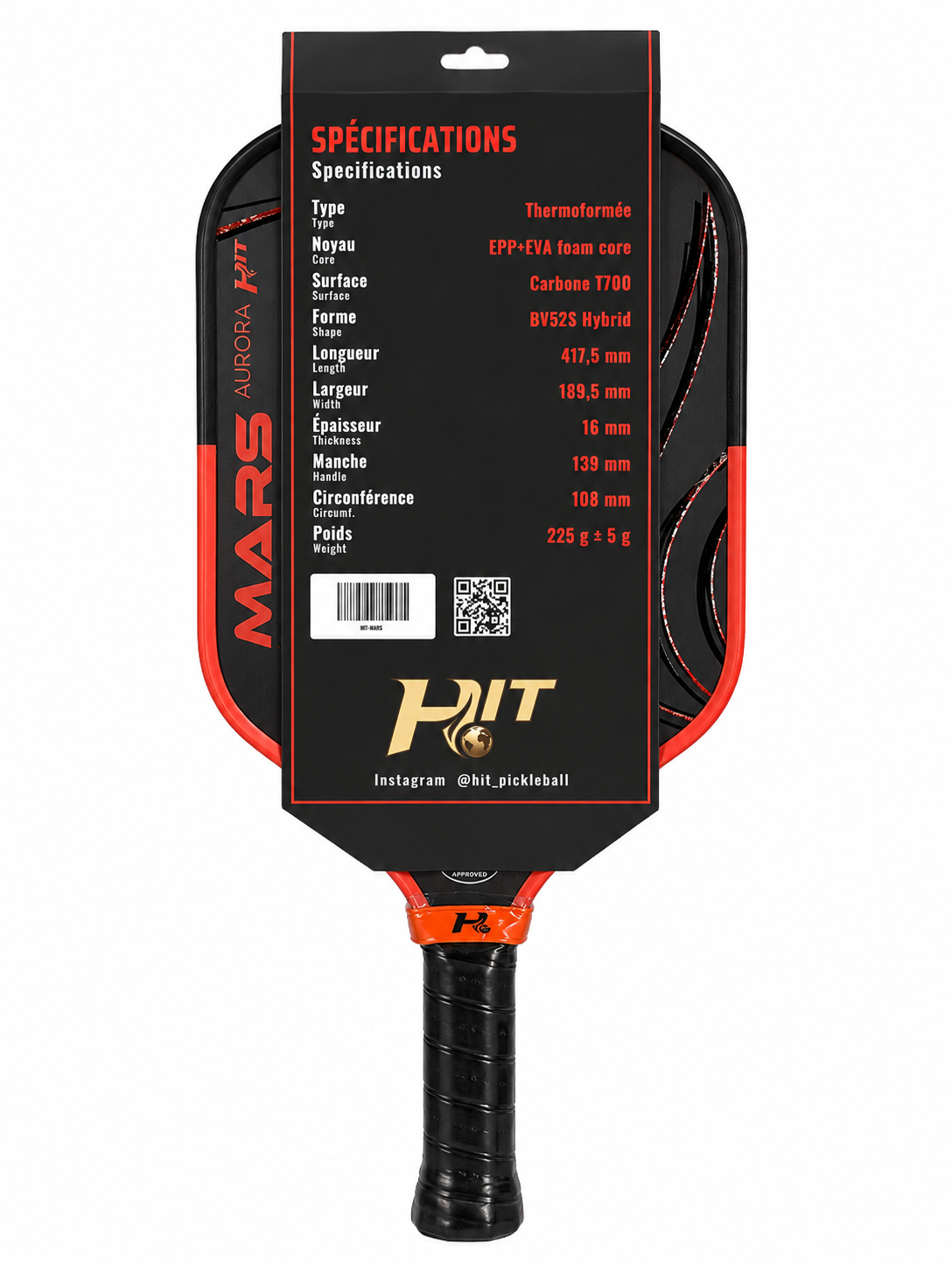 Hit Mars Aurora - Raquette de pickleball