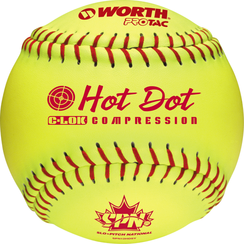 Worth Hot Dot 12" balles slowpitch softball Douzaine